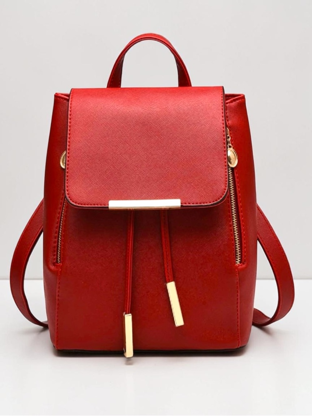 Red faux leather backpack bag